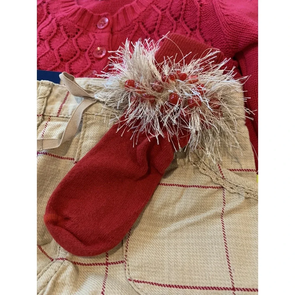 Genuine Kids from Oshkosh Girls 3 Piece Outfit 24 Months New with Tags Red Beige